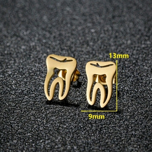 NWOT dentist tooth stud earrings - Picture 3 of 3